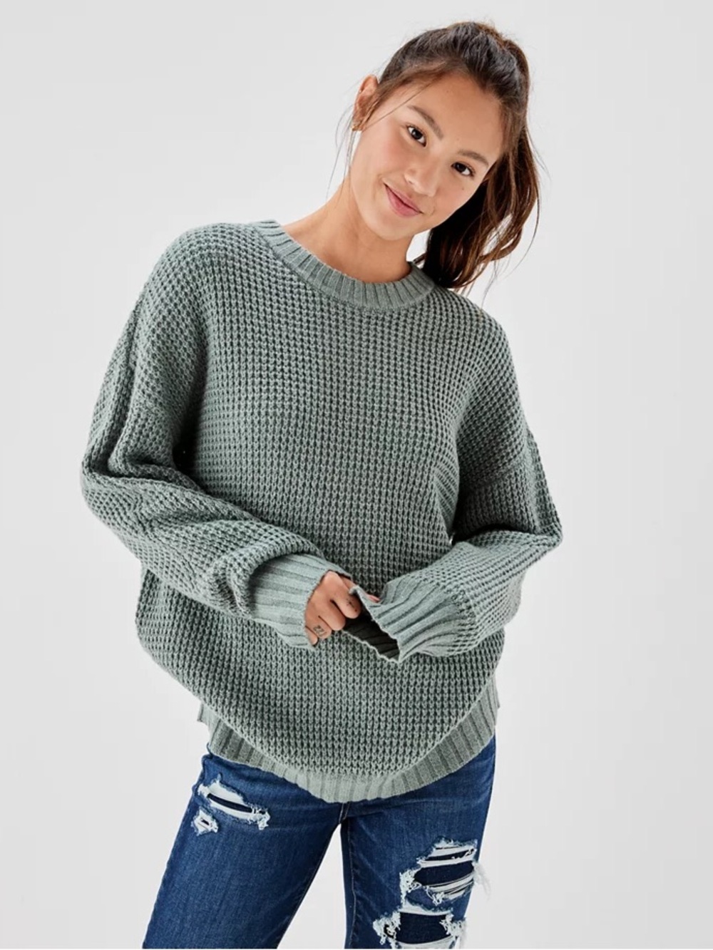 AE Oversized Waffle Knit Sweater M